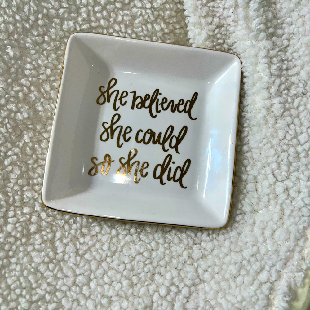 Jewelry Dish Gold Ceramic
